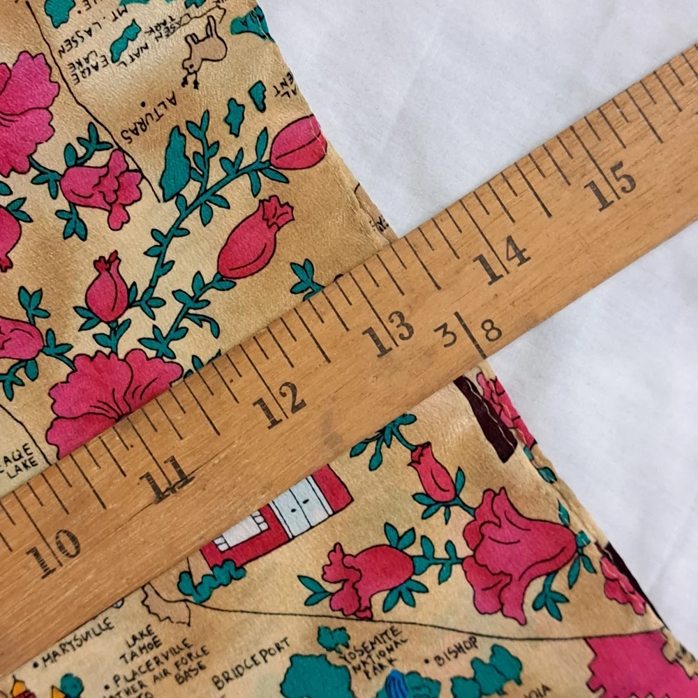 Silk Georgio Beverly Hills California Graphic Scarf in Pink and Teal
